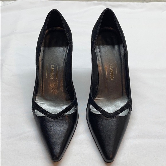 Roberto Capucci Shoes - Roberto Capucci Black Leather Suede Stiletto Heels Made in Italy Size 5 B